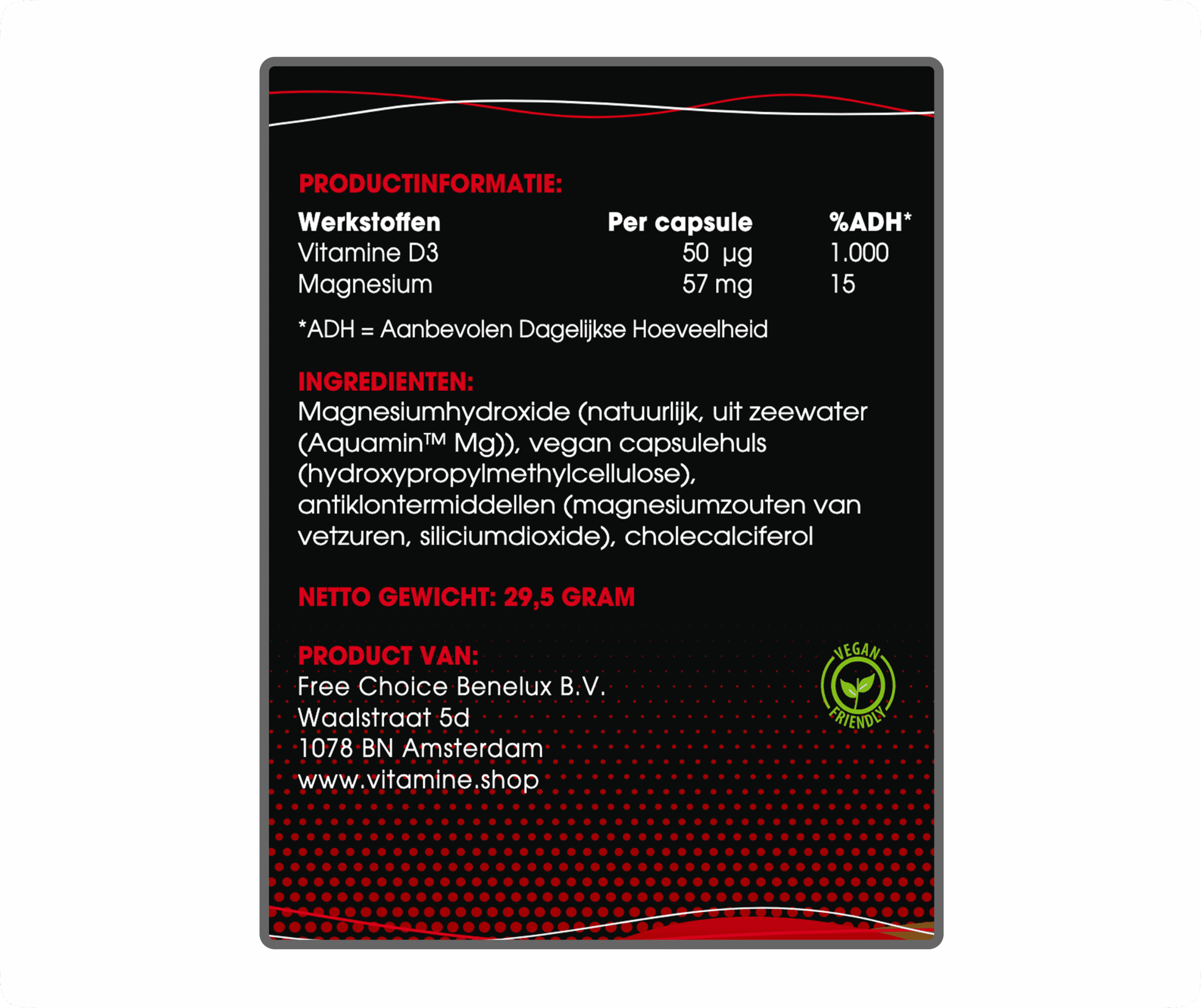 Vitamine D3 ingredientenlijst